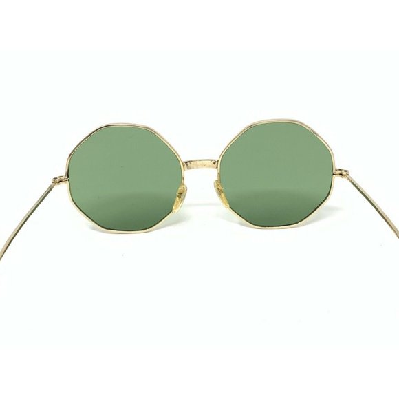 Vintage Oversized Sunglasses Octagon Green Glass Lenses Gold Color Frame Japan main image 9